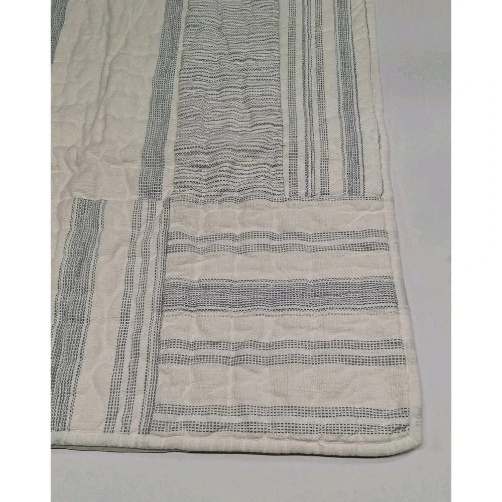 Pottery Barn Hawthorn Patchwork Quilted Chambray Pillow Sham 26x26 **ONLY 1